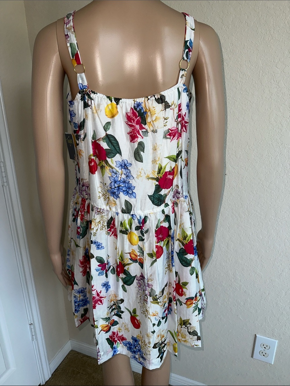 New Taylor White Floral Mini Dress with Multicolor Blooms Size 8 - Picture 3 of 12